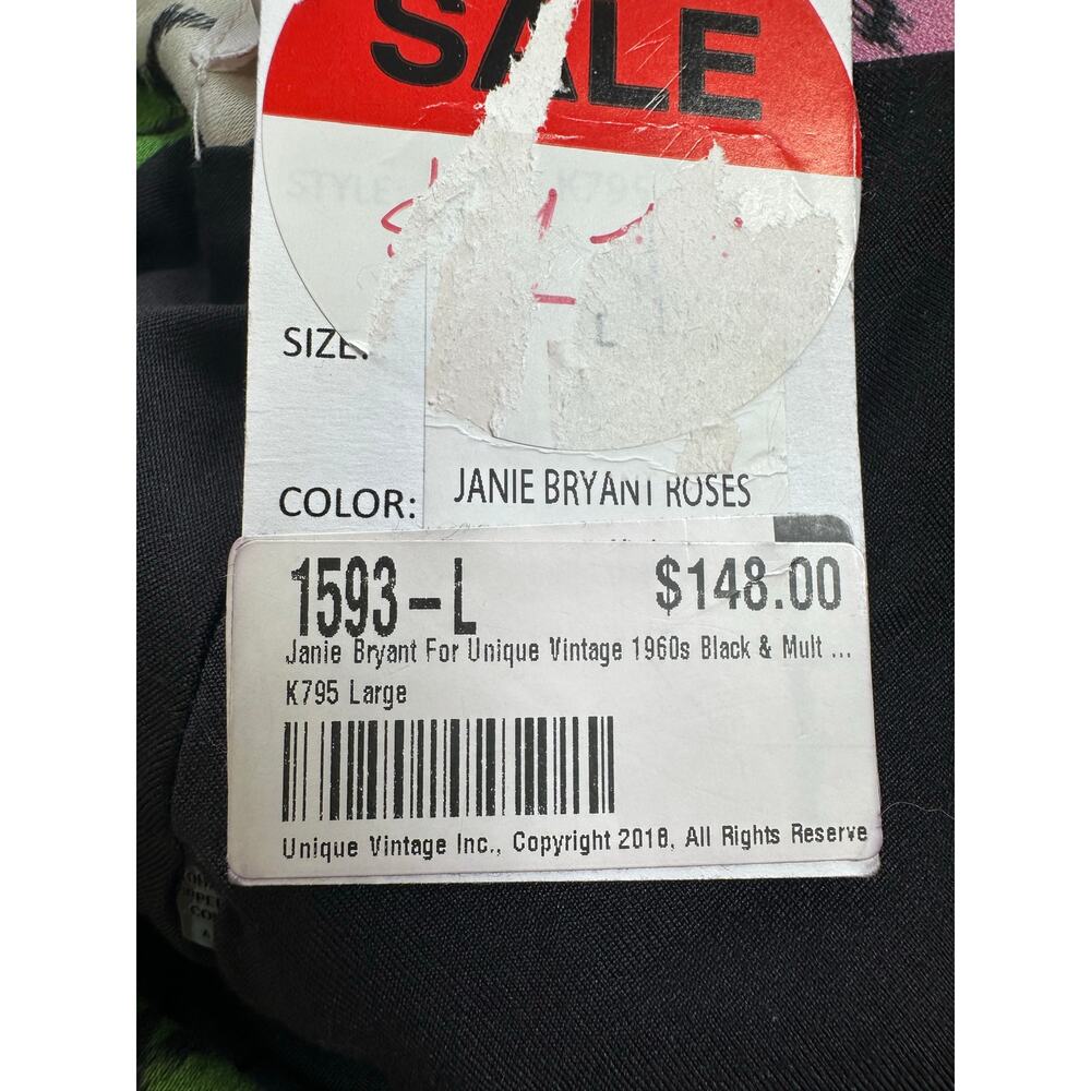 Janie Bryant x Unique Vintage Rose Print Off Shoulder Wiggle Dress Large NWT - Picture 12 of 13